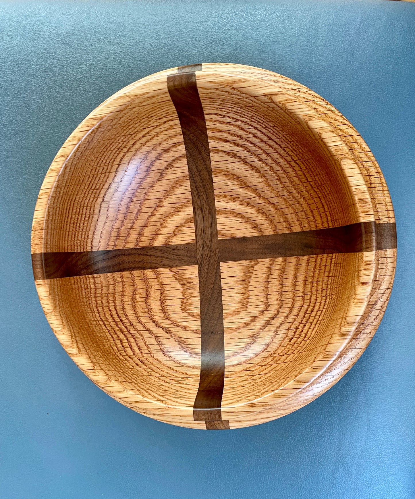 Oak and Walnut Cross Bowl