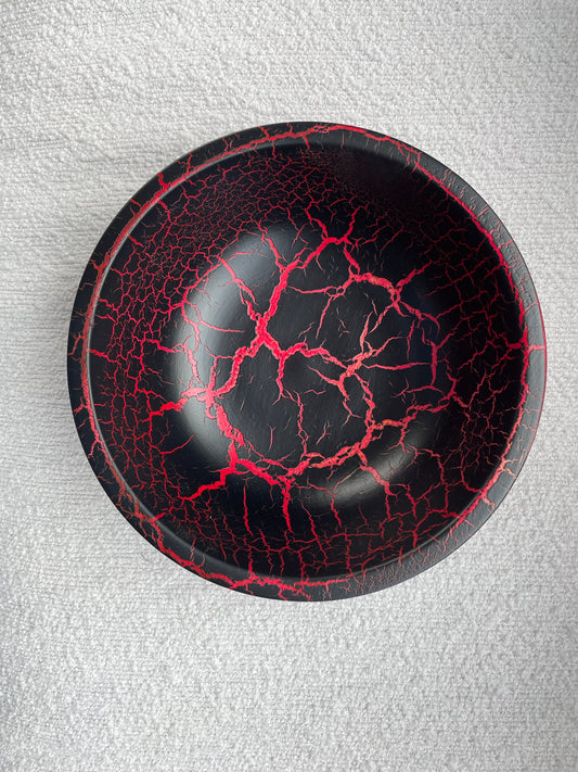 Red and Black Pine Crackle Bowl