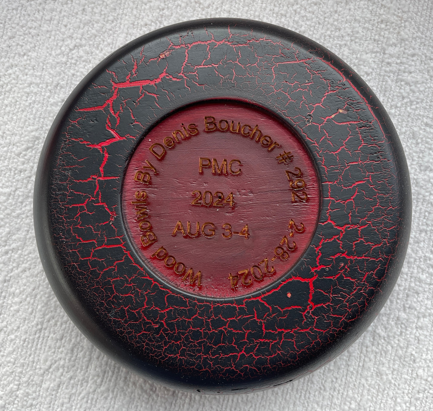 Red and Black Pine Crackle Bowl