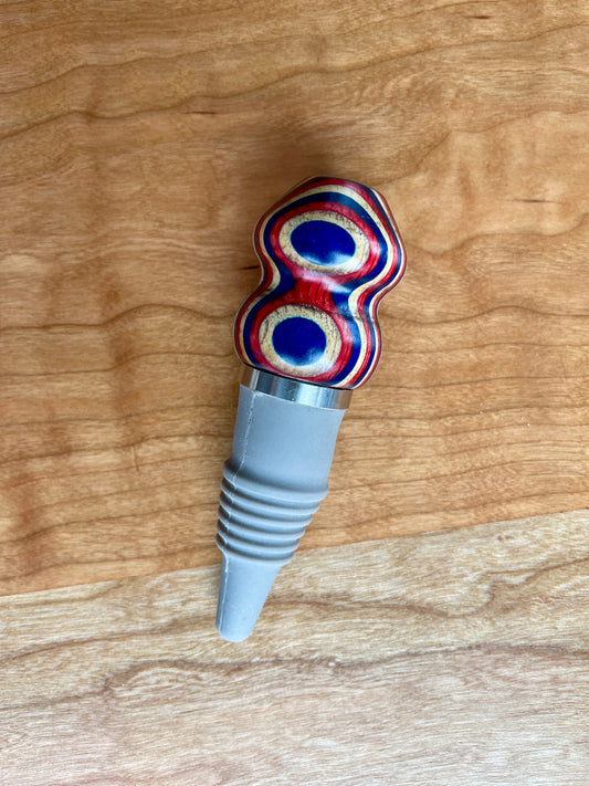 Red, white and blue bottle stopper