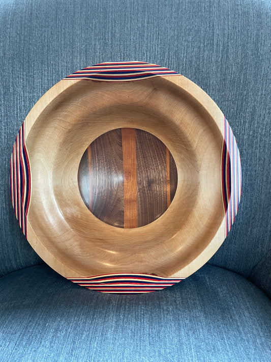 Red White and Blue feature on Large Bowl