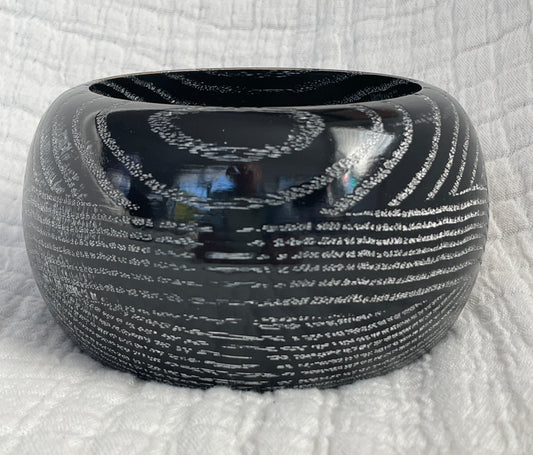 #354 Black and White Glazed Oak Bowl
