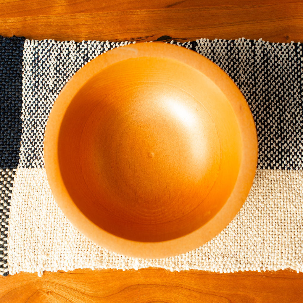 Beech Hourglass Bowl with Yellow Finish