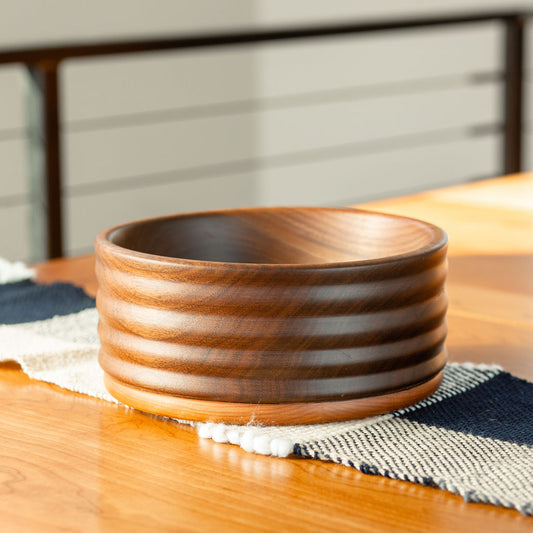 Ribbed Cherry & Walnut Bowl