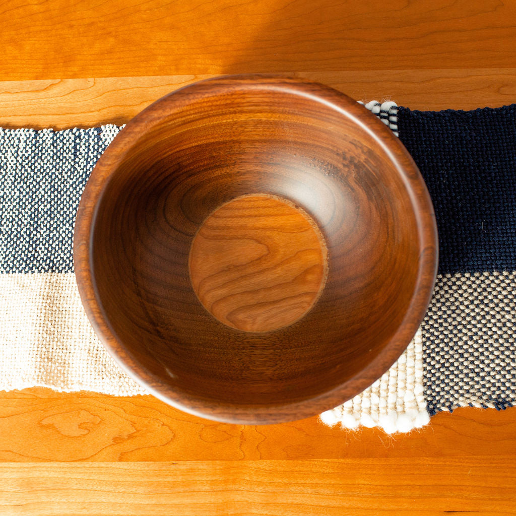 Ribbed Cherry & Walnut Bowl