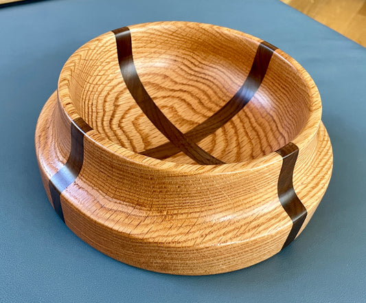 Oak and Walnut Cross Bowl