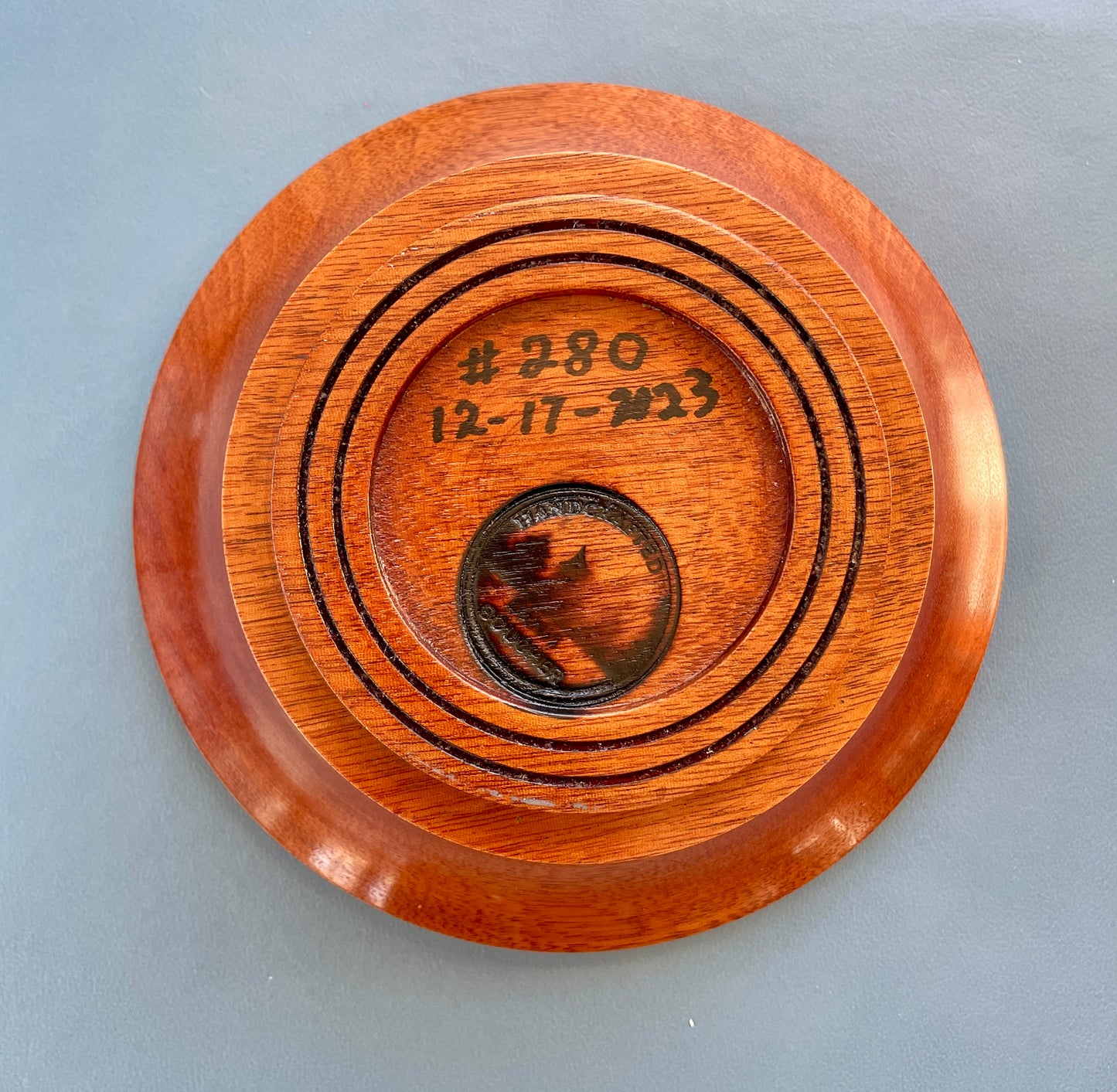 Mahogany bowl with lines #280