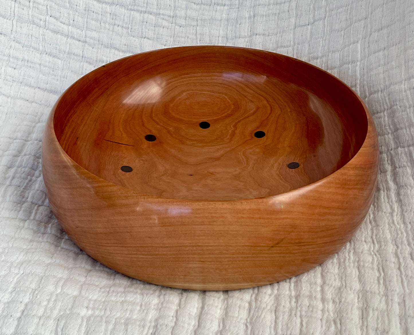 Bowl #359 Large Cherry with Walnut Dots Bowl