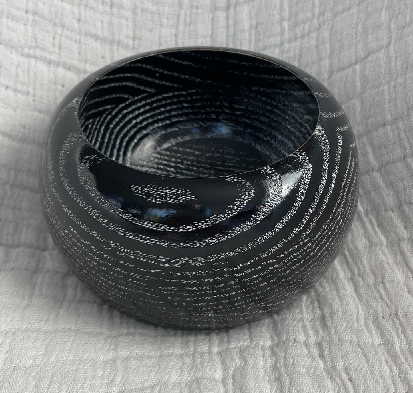 #354 Black and White Glazed Oak Bowl