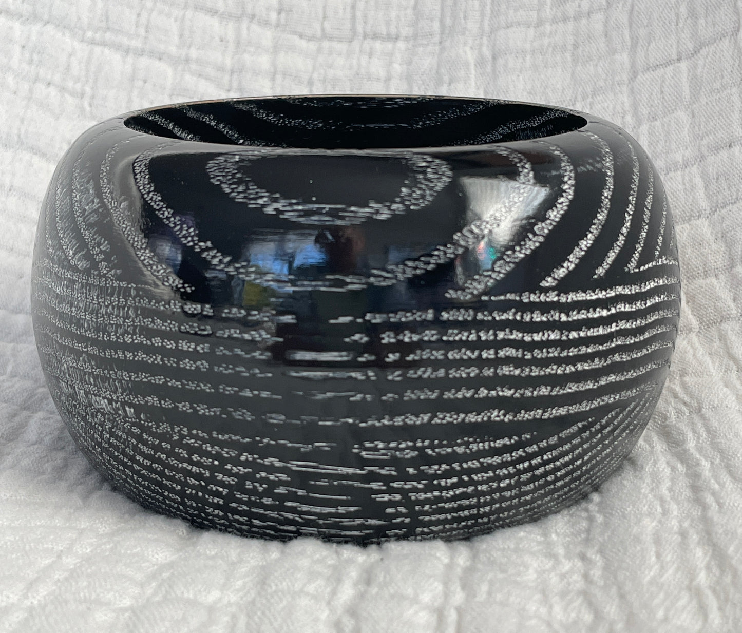 #354 Black and White Glazed Oak Bowl