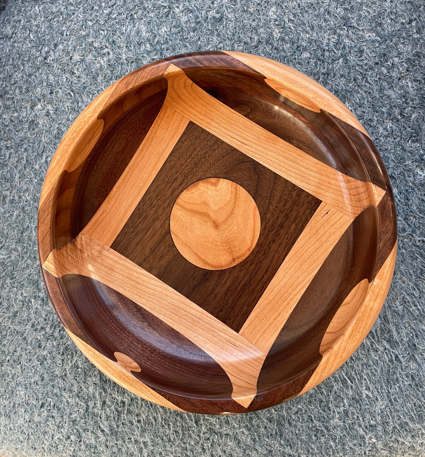 Bowl #361 Walnut and Cherry Circle and Square Design
