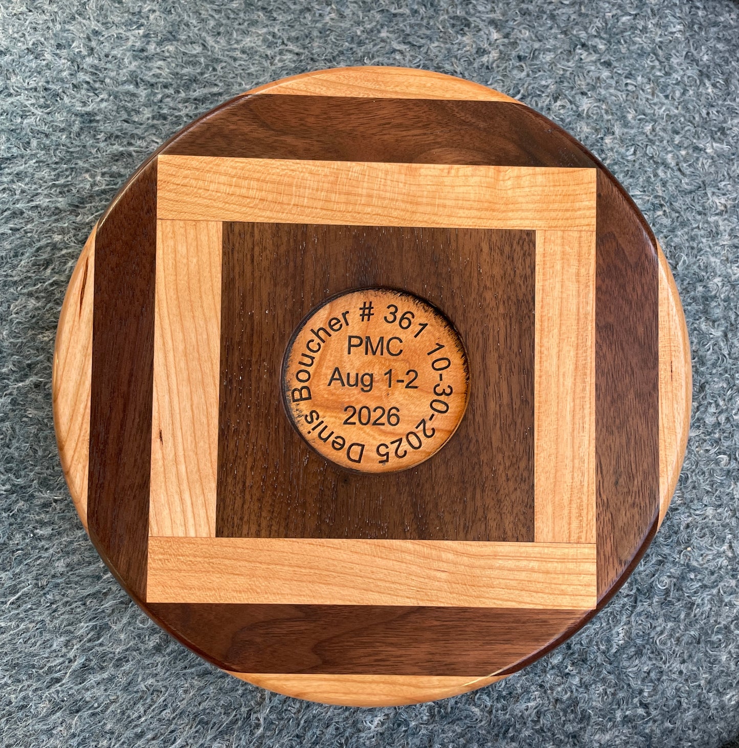 Bowl #361 Walnut and Cherry Circle and Square Design