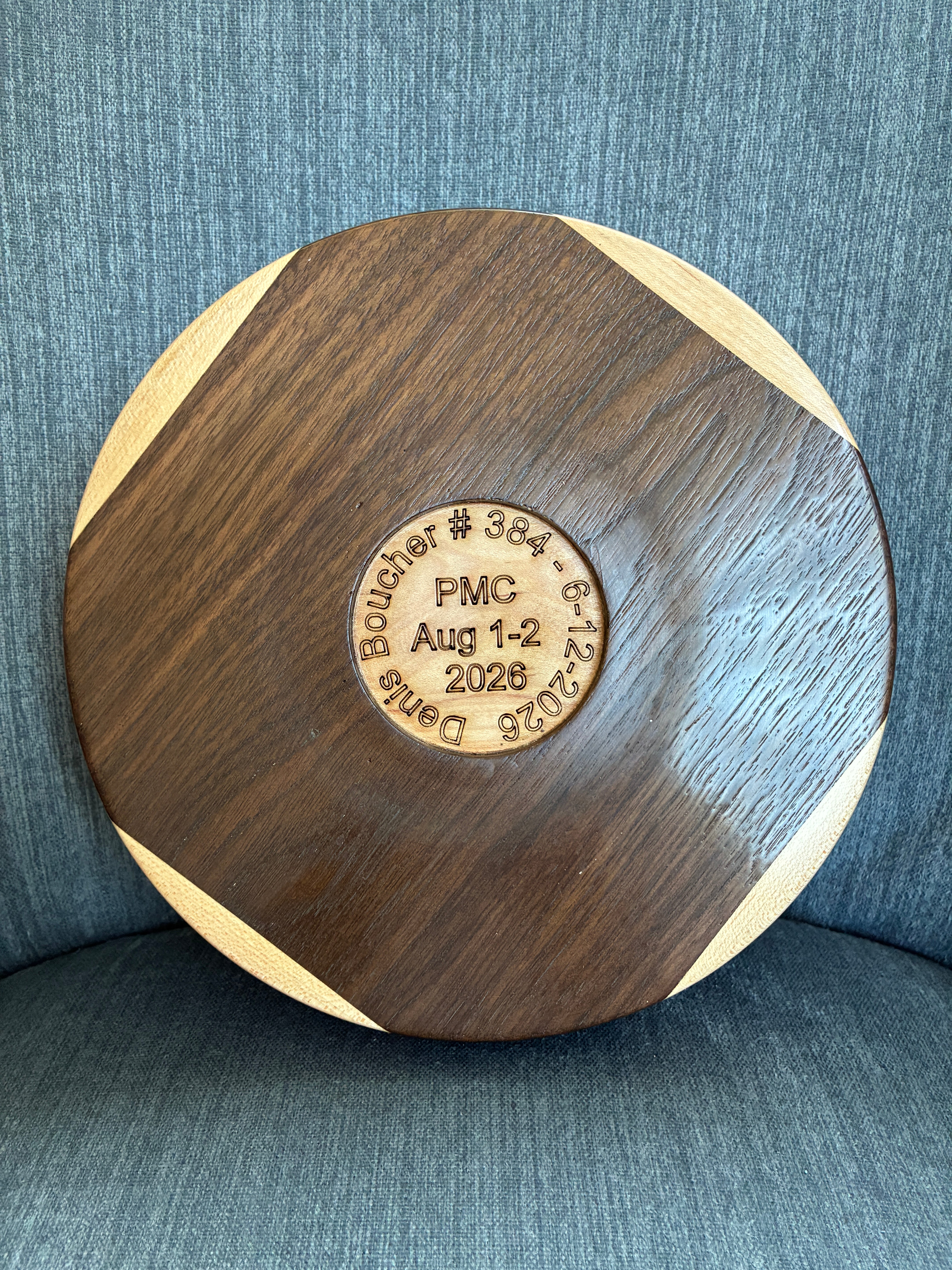 Bowl #384 Large Walnut and Maple Bowl with Cape Cod Map in center